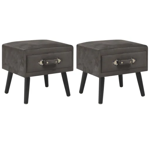 Mesas-de-Cabeceira   40x35x40 cm Veludo Cinzento (2 pcs)