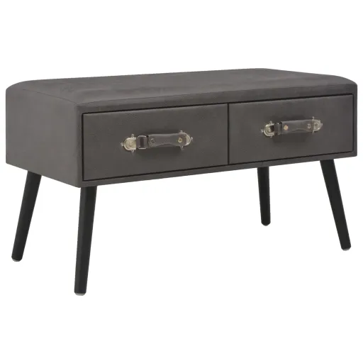 Banco com Gavetas 80 cm Couro Artificial Cinzento
