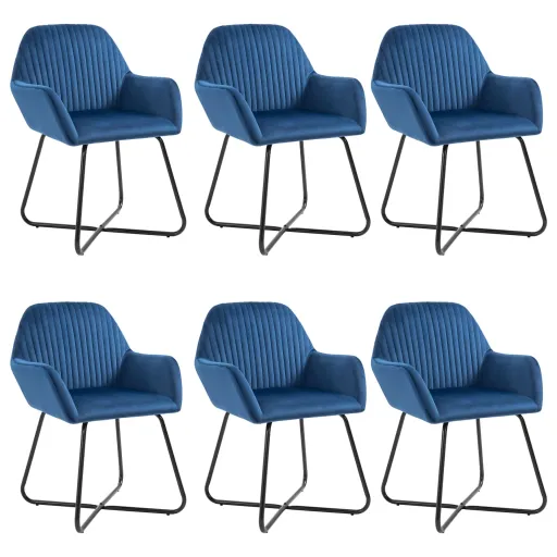 Cadeiras de Jantar   Veludo Azul (6 pcs)
