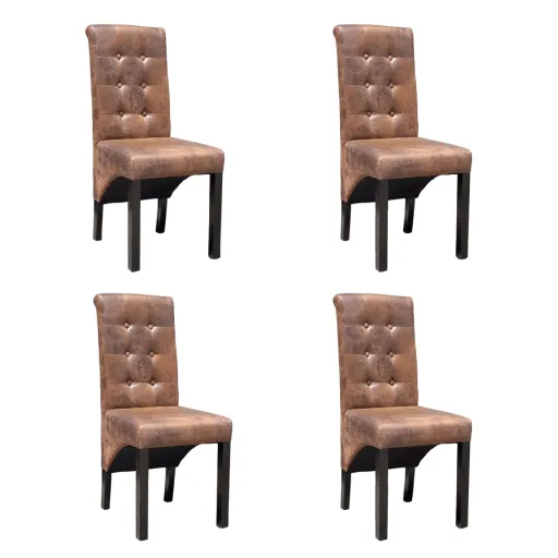 Cadeiras de Jantar   Couro Artificial Castanho (4 pcs)