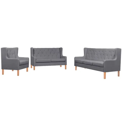Conjunto de Sofás   Tecido Cinzento (3 pcs)