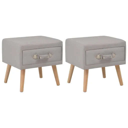 Mesas-de-Cabeceira   40x35x40 cm Tecido Cinzento (2 pcs)