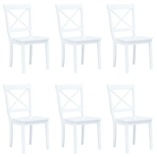Cadeiras de Jantar   Seringueira Maciça Branco (6 pcs)