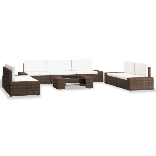 Conjunto Lounge para Jardim Vime PE Castanho (8 pcs)