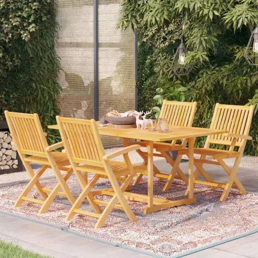 Conjunto de Jantar para Jardim Madeira de Teca Maciça (5 pcs)
