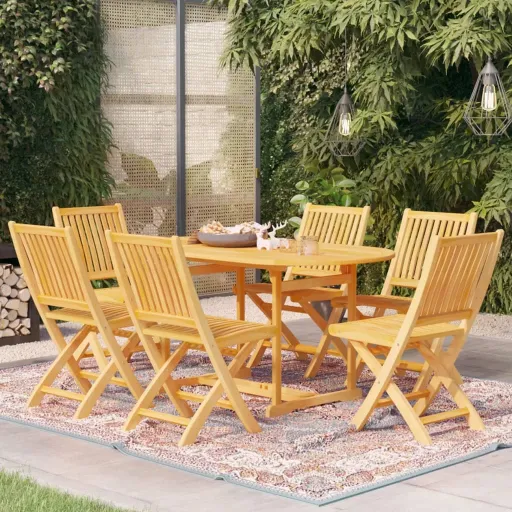 Conjunto de Jantar para Jardim Madeira de Teca Maciça (7 pcs)