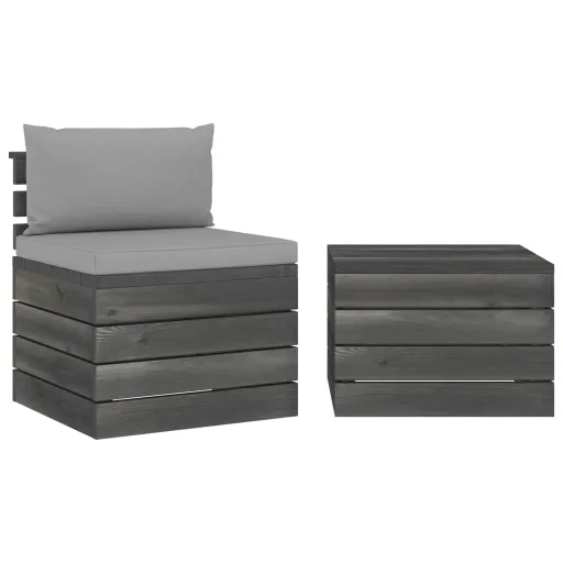 Conjunto Lounge de Paletes com Almofadões Pinho Maciço (2 pcs)