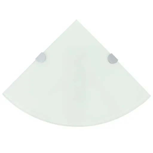 Prateleiras Canto   Suportes Cromados 25x25cm Vidro Branco (2 pcs)