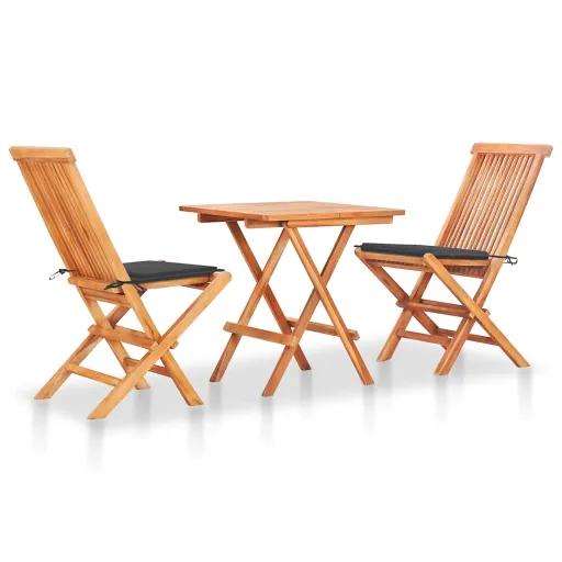 Conjunto Bistrô c/ Almofadões Antracite   Teca Maciça (3 pcs)