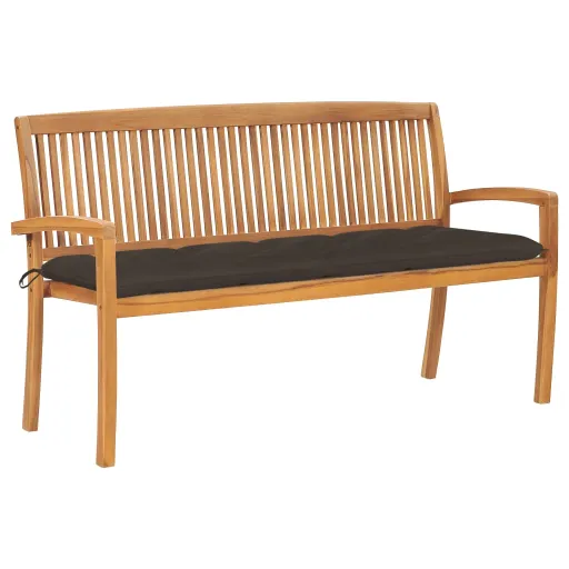 Banco de Jardim Empilhável c/ Almofadão 159 cm Teca Maciça