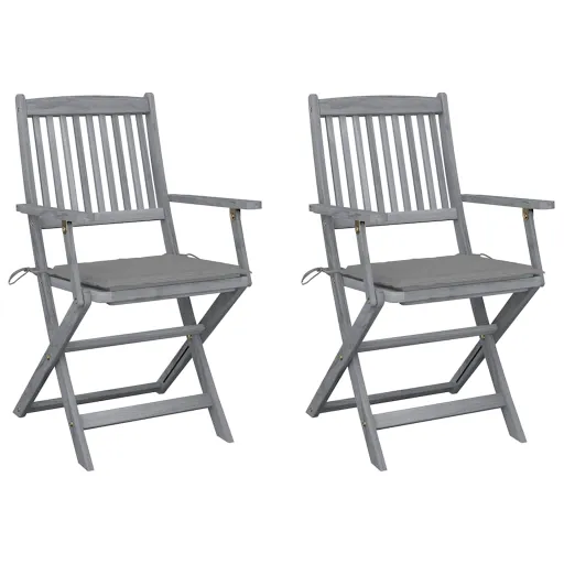 Cadeiras Exterior Dobráveis c/ Almofadões   Acácia Maciça (2 pcs)