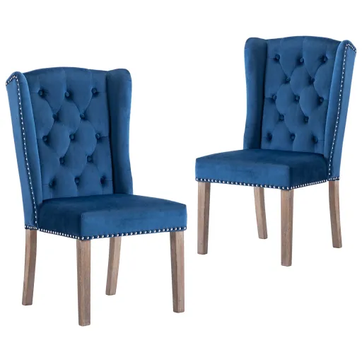 Cadeiras de Jantar   Veludo Azul (2 pcs)