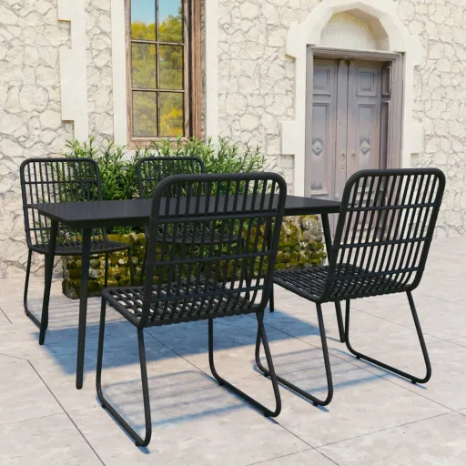 Conjunto de Jantar para Exterior Vime PE e Vidro (5 pcs)