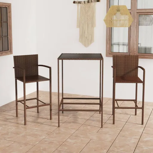 Conjunto de Bar p/ Jardim Vime PE Castanho (3 pcs)