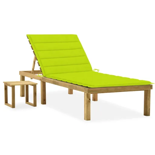 Espreguiçadeira de Jardim com Mesa e Almofadão Pinho Impregnado