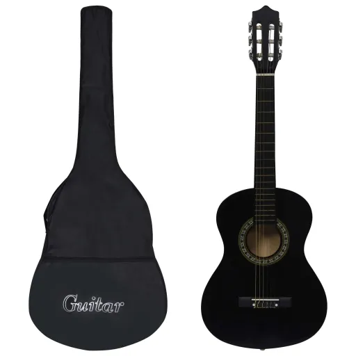 Guitarra Clássica Iniciantes/Crianças com Saco 1/2 34" Preto