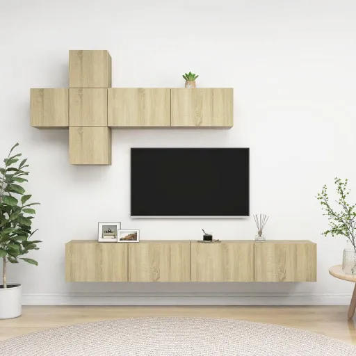 Conjunto de Móveis de TV Derivados Madeira Carvalho Sonoma (7 pcs)