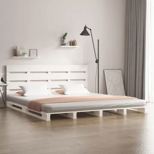 Estrutura Cama Pequena de Casal 120x190 cm Pinho Maciço Branco