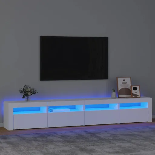 Móvel de TV com Luzes LED 240x35x40 cm Branco