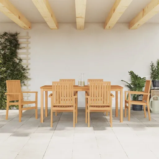 Conjunto de Jantar para Jardim   Madeira de Teca Maciça (7 pcs)