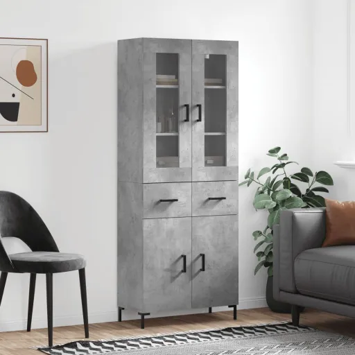 Armário Alto 69,5x34x180 cm Derivados de Madeira Cinza Cimento