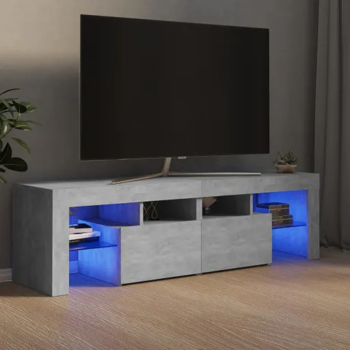 Móvel de TV com Luzes LED 140x36,5x40 cm Cinzento Cimento