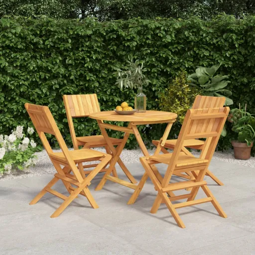 Conjunto de Jantar p/ Jardim Madeira de Teca Maciça (5 pcs)