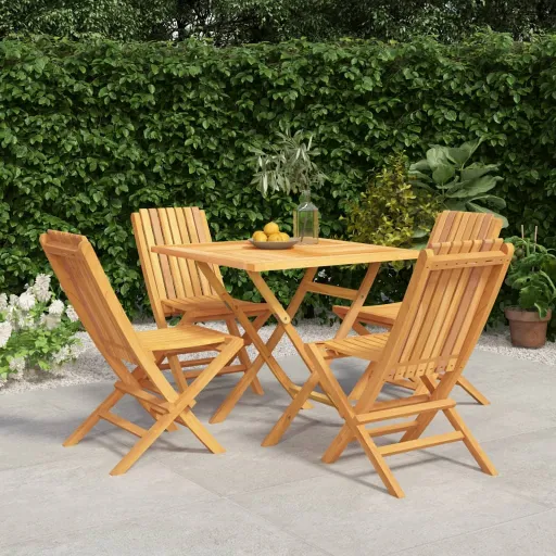 Conjunto de Jantar p/ Jardim Madeira de Teca Maciça (5 pcs)