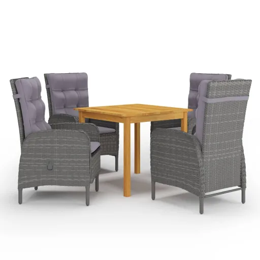 Conjunto de Jantar para Jardim Cinzento (5 pcs)