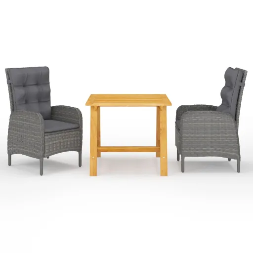 Conjunto de Jantar para Jardim Cinzento (3 pcs)