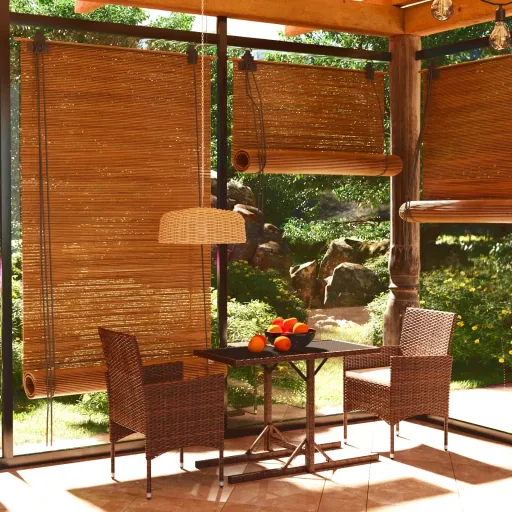 Conjunto de Jantar para Jardim Castanho (3 pcs)