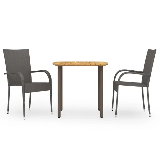 Conjunto de Jantar para Jardim Vime PE Castanho (3 pcs)