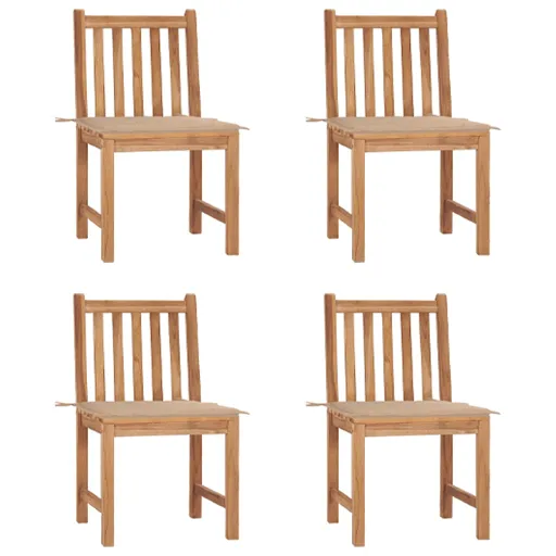 Cadeiras de Jardim c/ Almofadões   Madeira de Teca Maciça (4 pcs)
