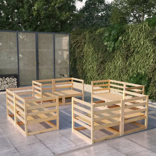 Conjunto Lounge de Jardim Pinho Maciço (8 pcs)
