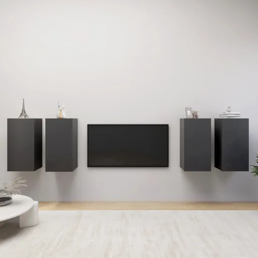 Móveis de TV   30,5x30x60 cm Derivados de Madeira Cinzento (4 pcs)