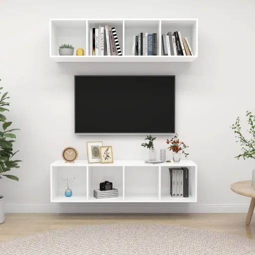 Armários de Parede para TV   Derivados de Madeira Branco (2 pcs)