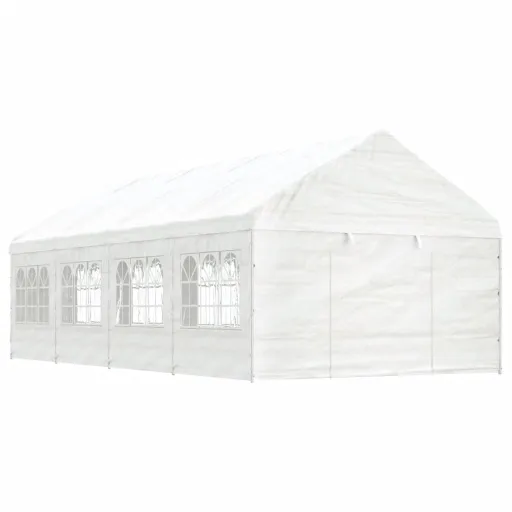 Gazebo com Telhado 8,92x4,08x3,22 m Polietileno Branco