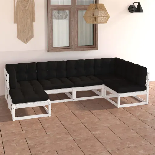 Conjunto Lounge de Jardim c/ Almofadões Pinho Maciço (6 pcs)