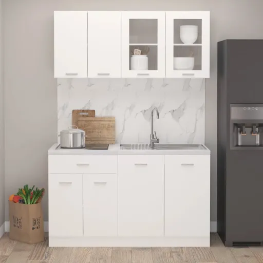 Conjunto Armários de Cozinha Derivados de Madeira Lyon Branco (4 pcs)