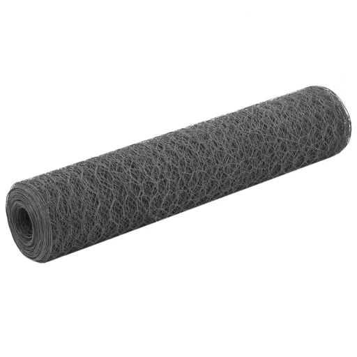 Cerca Arame Galinheiro 25x0,75m Aço c/Revestimento PVC Cinzento