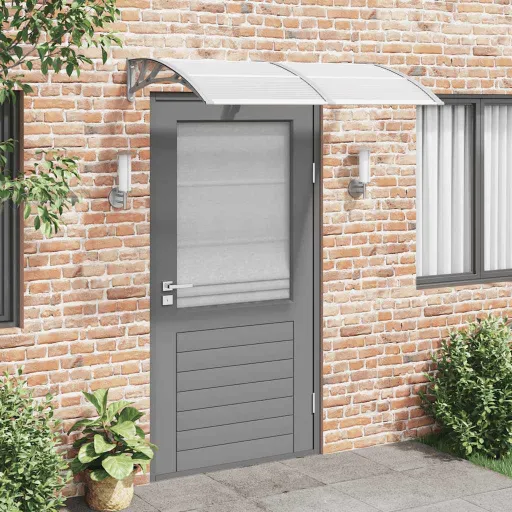 Toldo de Porta Cinzento 150x100 cm Policarbonato