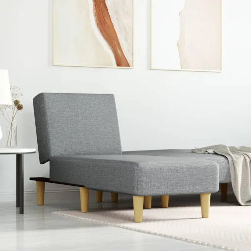 Chaise Longue Tecido Cinzento-Claro