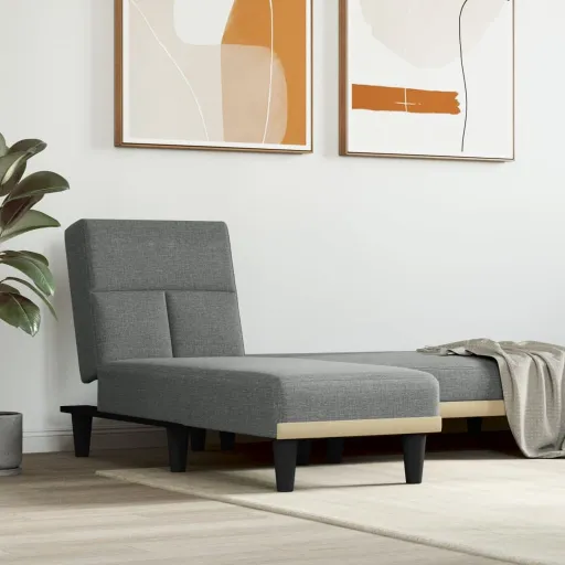 Chaise Longue Tecido Cinzento-Escuro