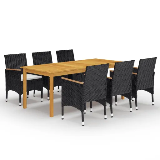 Conjunto de Jantar para Jardim Preto (7 pcs)