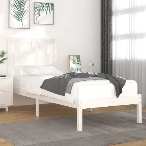 Estrutura de Cama 90x200 cm Pinho Maciço Branco