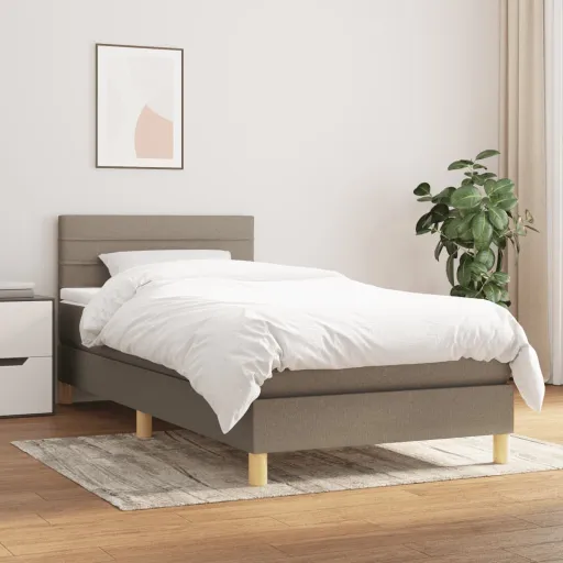 Cama com Molas/Colchão 90x200 cm Tecido Castanho-Acinzentado