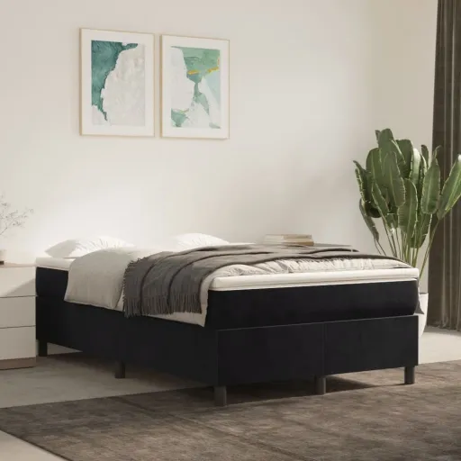 Cama Boxspring com Colchão 120x200 cm Veludo Preto