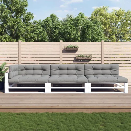 Almofadões para Móveis de Paletes   Tecido Cinzento (7 pcs)