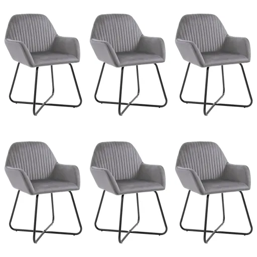 Cadeiras de Jantar   Veludo Cinzento (6 pcs)