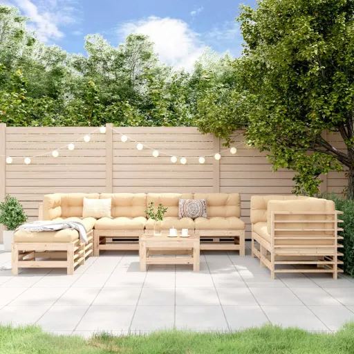 Conjunto Lounge de Jardim Pinho Maciço (9 pcs)